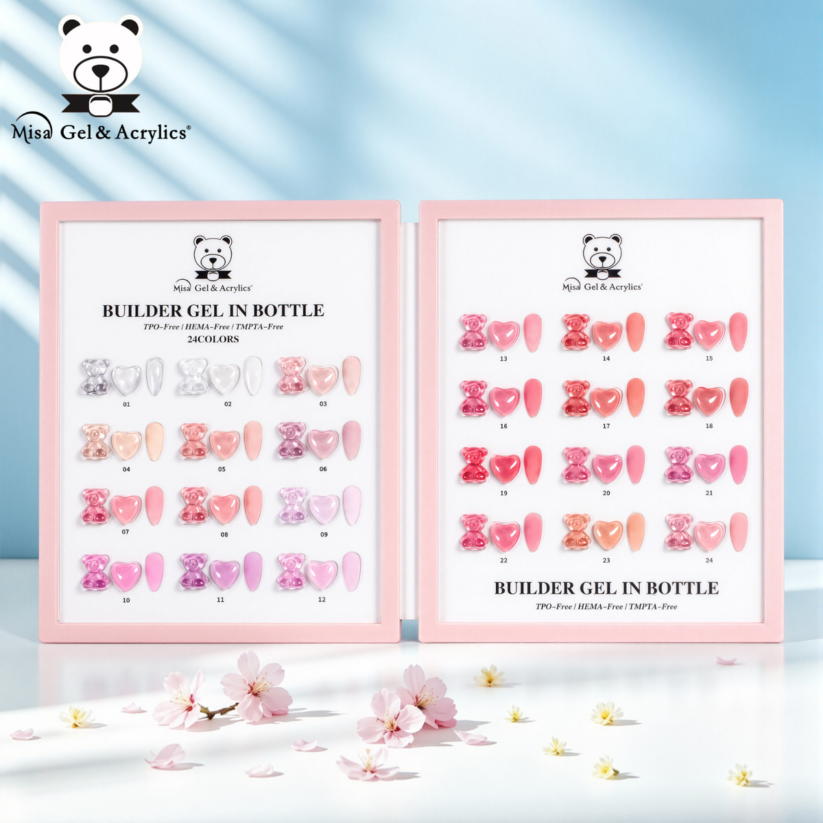 Misa Gel & Acrylics Builder Gel in Bottle – 24 Colors – HEMA-Free & TPO-Free