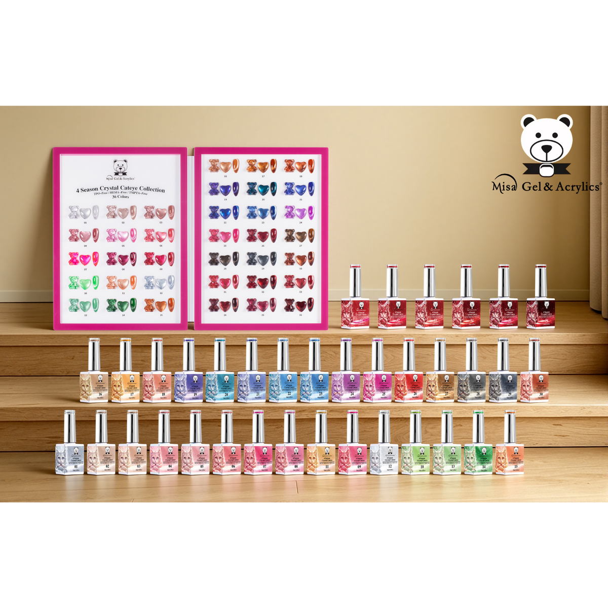 Misa Gel & Acrylics 4 Season Crystal Cat Eye Collection – 36 Colors – HEMA-Free & TPO-Free