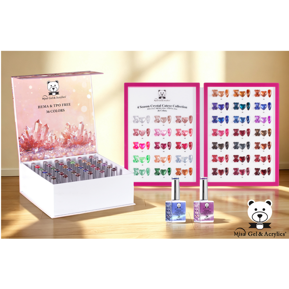 Misa Gel & Acrylics 4 Season Crystal Cat Eye Collection – 36 Colors – HEMA-Free & TPO-Free
