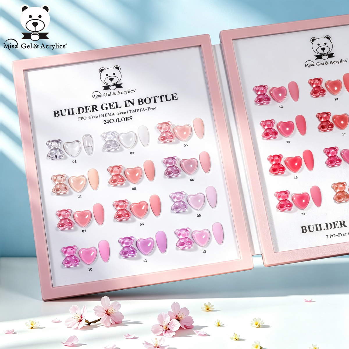 Misa Gel & Acrylics Builder Gel in Bottle – 24 Colors – HEMA-Free & TPO-Free